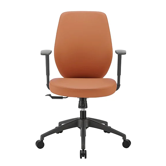 Euro Style Filip Low Back Office Chair in Caramel Leatherette with Plastic Gray Back Support 73002-COG
