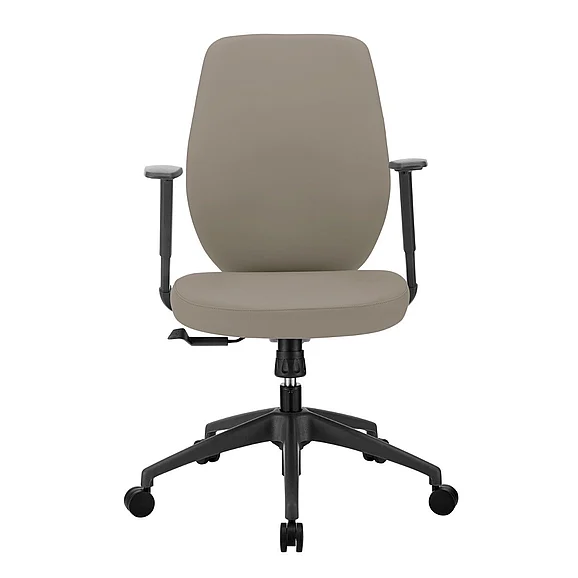 Euro Style Filip Low Back Office Chair in Light Gray Leatherette with Plastic Gray Back Support 73002-LTGRY