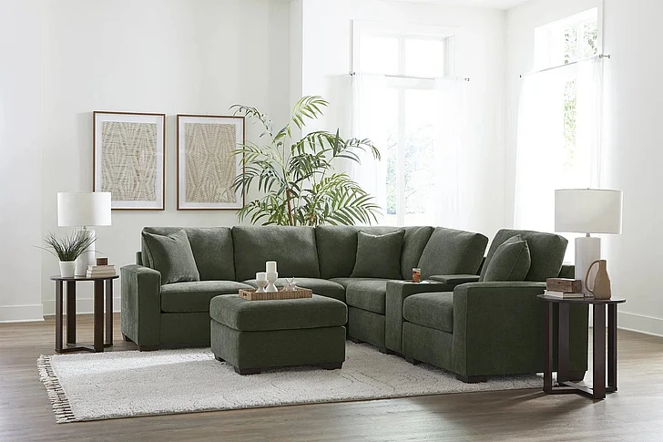 Peak Living 730 6pc Modular Sectional Living Room Set in Cardiff Forest CUSTOM ITEM