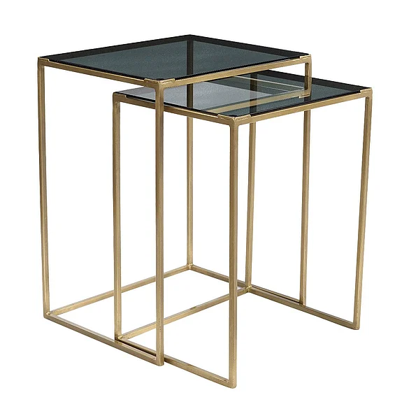 Moti Furniture Mia Nesting Side Tables (Set of 2) in Gold