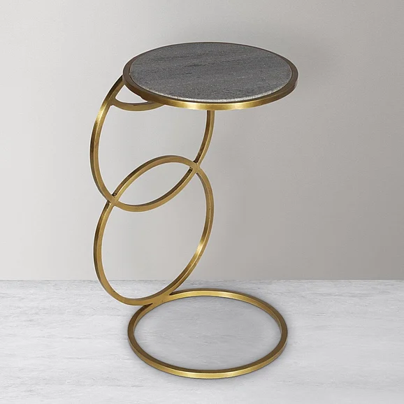 Moti Furniture Delilah Side Table in Grey/Gold 73104003A