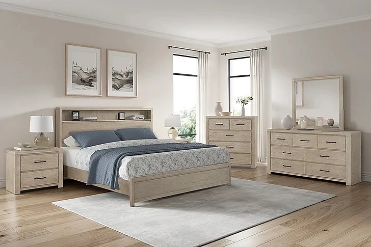 FD Home Oakhurst 2pc Panel Bedroom Set in Aged Natural-Oak
