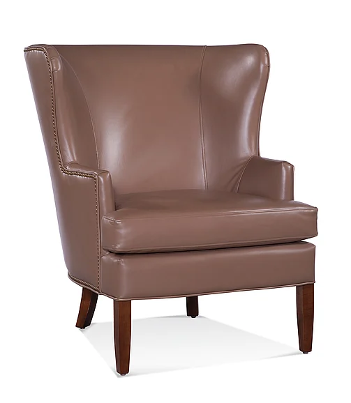 Braxton Culler Greenwich Leather Wing Chair with with Brass Nailhead 732-L07SN2