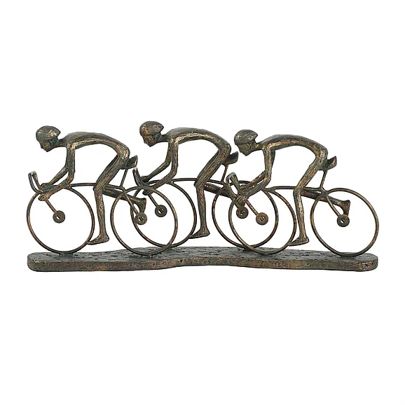 UMA Bronze Polystone People Sculpture with Bike, 20" x 5" x 8" | 73381 CLOSEOUT