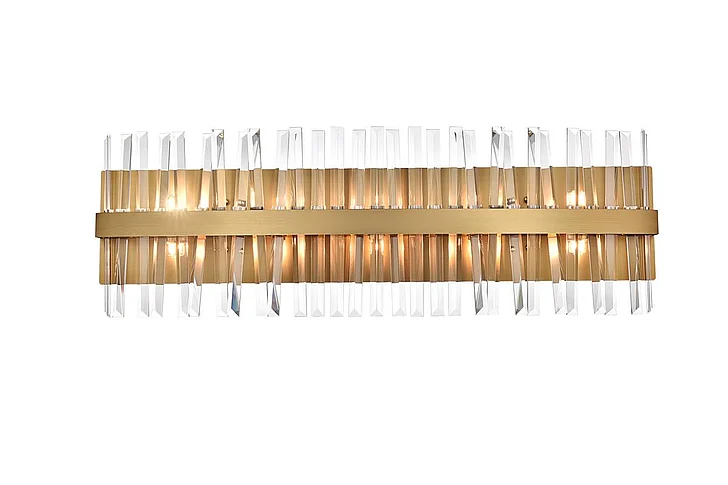 Elegant Serephina 36 In. Crystal Bath Sconce in Satin Gold 6200W36SG