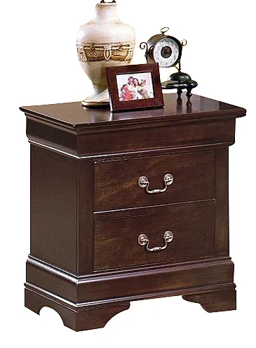 Crown Mark Furniture Louis Philip Nightstand in Dark Cherry B3850-2