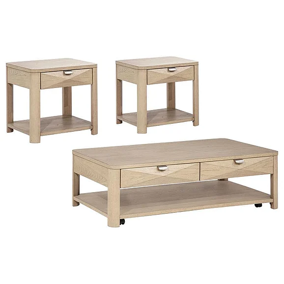 Coaster Marcelo 3pc Occasional Living Room Set in Light Elm