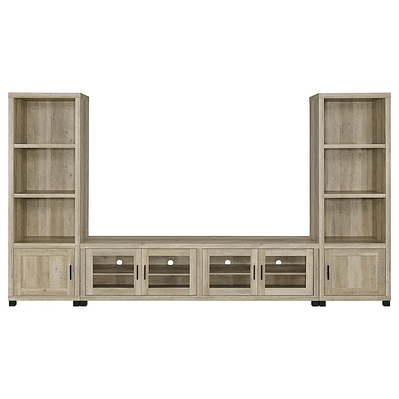 Coaster Sachin 3-Piece 79" TV Entertainment Center Antique Pine 736283-SET