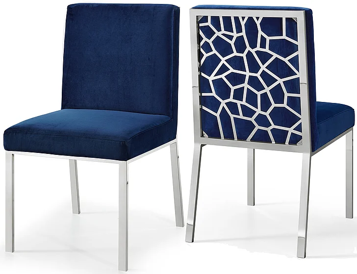 Meridian Opal Velvet Dining Chair in Navy (Set of 2) 736Navy-C