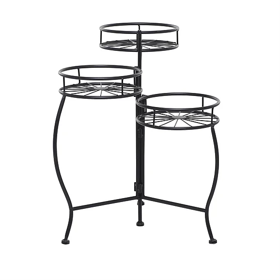 UMA Black Metal Starburst 3 Tier Indoor Outdoor Plantstand, 18 x 19 x 22 | 73881