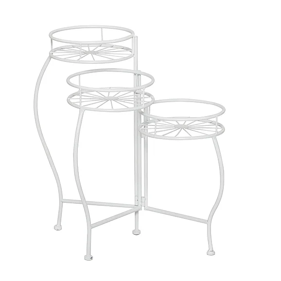 UMA White Metal Starburst 3 Tier Indoor Outdoor Plantstand, 19 x 18 x 21 | 73882