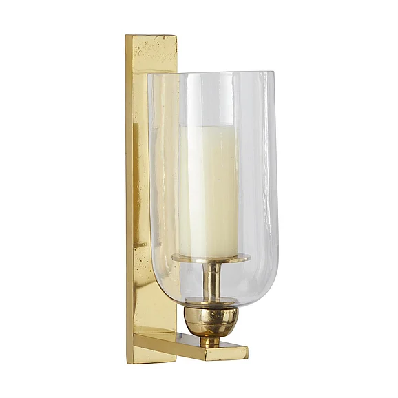 UMA Gold Aluminum Metal Single Candle Indoor Outdoor Wall Sconce, 6" x 8" x 16" | 73918