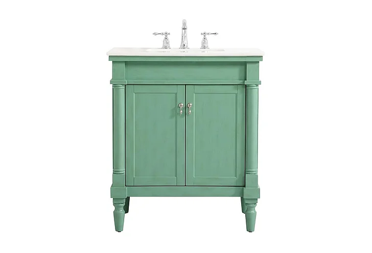 Elegant 30 In. Single Bathroom Vanity in Vintage Mint VF13030VM