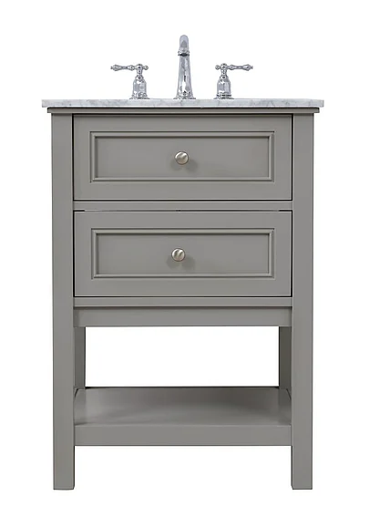 Elegant 24 In. Single Bathroom Vanity Set in Grey VF27024GR