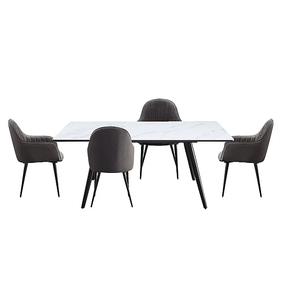 ACME Caspian 5pc Dining Room Set in White/Black