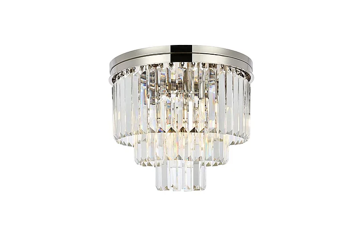 Elegant Sydney 9 Light Polished Nickel Flush Mount Clear Royal Cut Crystal 1231F20PN/RC
