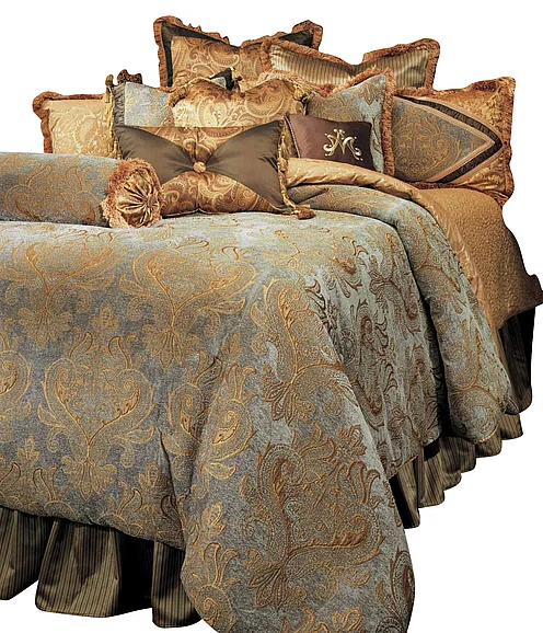 AICO Elizabeth 12-pc Queen Comforter Set in Aqua BCS-QS12-ELZBTH-AQA