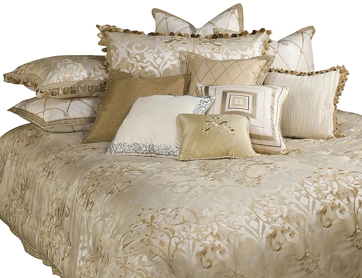 AICO Luxembourg 12-pc Queen Comforter Set in Crème BCS-QS12-LUXEMB-CRM