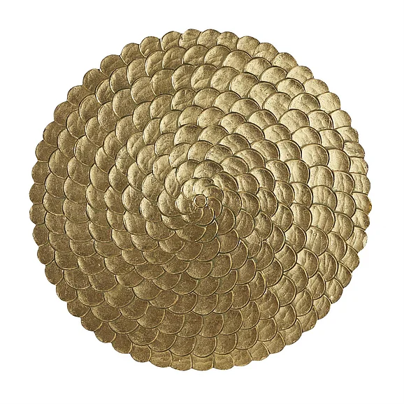 UMA Gold Wood Plate Carved Radial Home Wall Decor, 47" x 2" x 47" | 74612