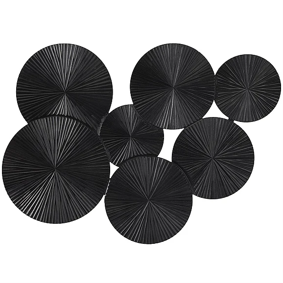 UMA Black Wood Plate Carved Pinwheel Home Wall Decor, 53" x 1" x 39" | 74619