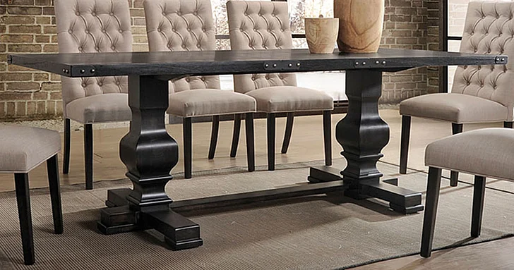 Acme Furniture Morland Rectangular Trestle Table in Vintage Black 74645