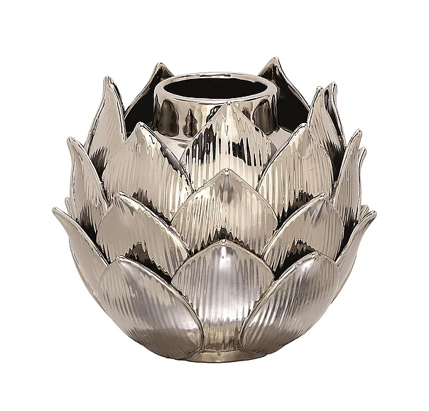 UMA Silver Porcelain Ceramic Vase, 10" x 10" x 8" | 74682 CLOSEOUT