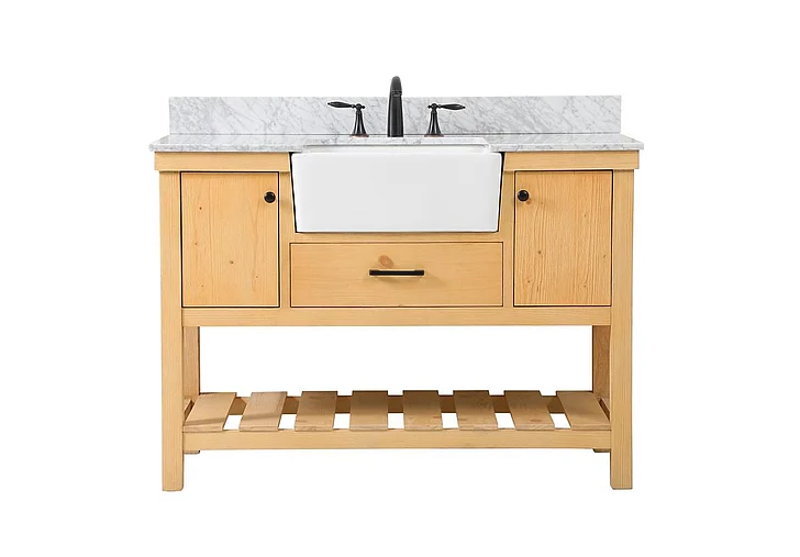 Elegant 48 In. Single Bathroom Vanity in Natural Wood with Backsplash VF60148NW-BS