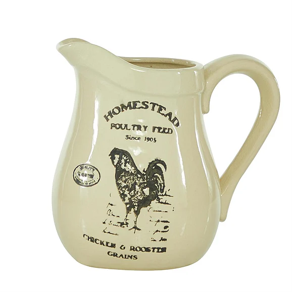 UMA Beige Ceramic Rooster Vase, 8" x 7" x 9" | 74717 CLOSEOUT