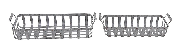 UMA Set of 2 Grey Metal Farmhouse Tray, 20, 24 | 74878 CLOSEOUT