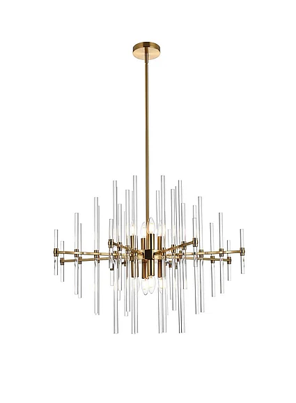 Elegant Sienna 31 In. Crystal Rod Pendant in Gold 2502D31SG