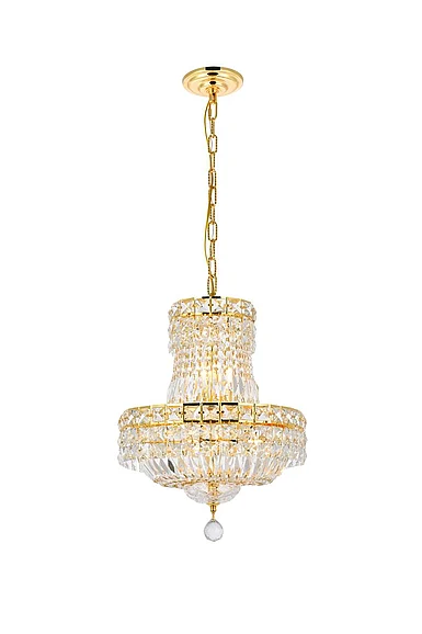 Elegant Tranquil 6 Light Gold Pendant Clear Royal Cut Crystal V2528D14G/RC