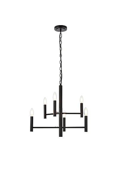 Elegant Carmella 6 Lights Pendant in Black LD7060D22BK CLOSEOUT