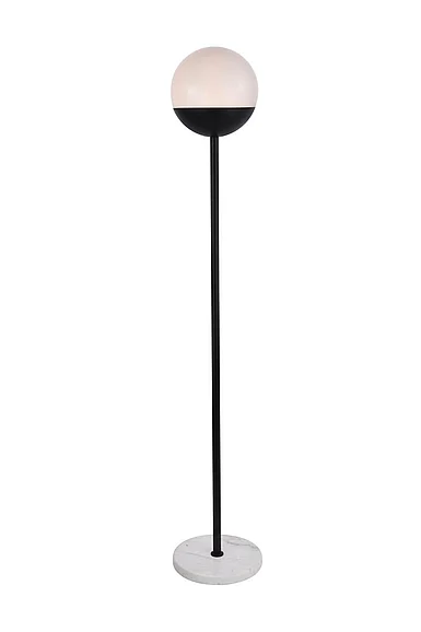 Elegant Eclipse 1 Light Black Floor Lamp with Frosted White Glass LD6146BK
