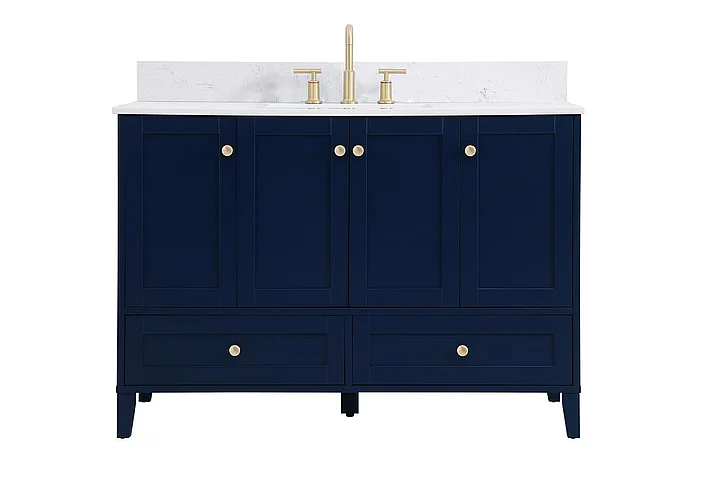 Elegant 48 In. Single Bathroom Vanity in Blue with Backsplash VF18048BL-BS