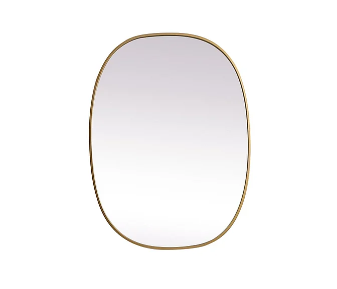 Elegant Metal Frame Oval Mirror 27X36 In. in Brass MR2B2736BRS