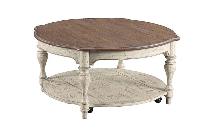 Kincaid Weatherford-Cornsilk Bolton Round Cocktail Table in White 75-024