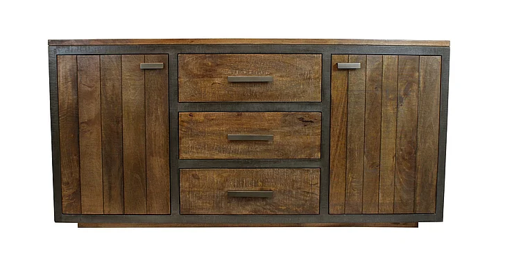 Moti Furniture Imperial 3-Drawer 2-Door Sideboard in Brown