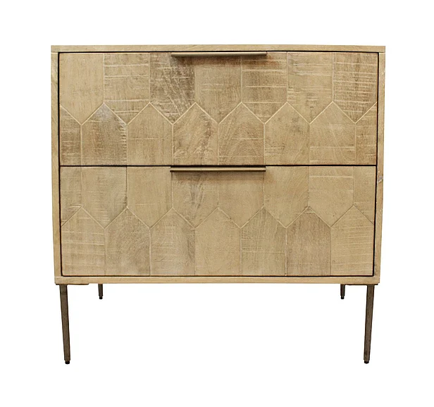 Moti Furniture Ren 2-Drawer Nightstand in Cream