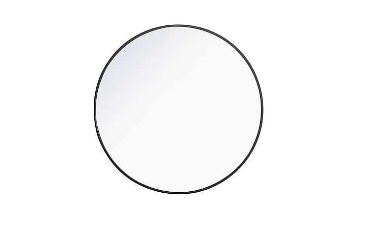 Elegant Metal Frame Round Mirror 32 In. Black Finish MR4037BK