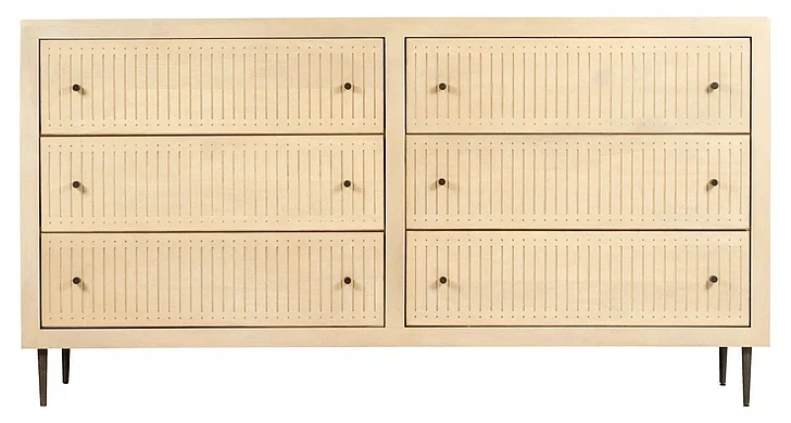 Moti Furniture Sampson 6-Drawer Dresser in Aged Natural 75316001