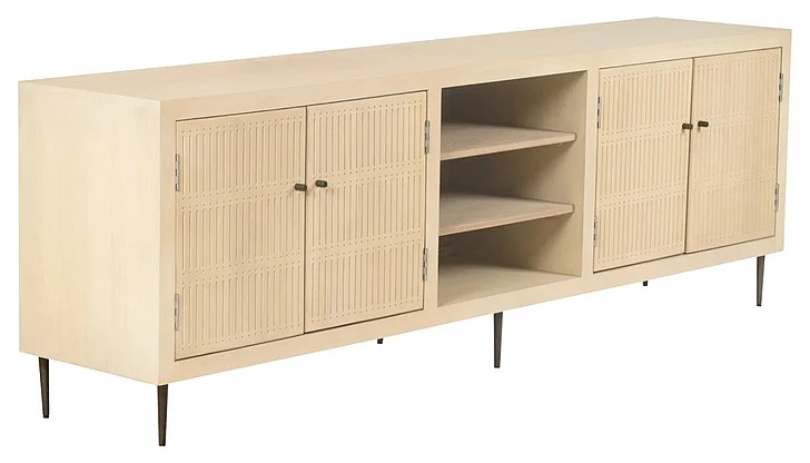 Moti Furniture Sampson 4-Door Media Cabinet in Aged Natural 75318001