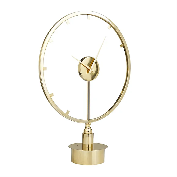 UMA Gold Stainless Steel Metal Large Open Frame Decorative Clock, 19" x 7" x 25" | 75330 CLOSEOUT