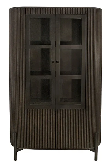 Moti Furniture Odin 2-Glass Door Cabinet in Charred Ember 75401001