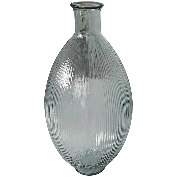 UMA Clear Recycled Glass Handmade Spanish Bottle Decorative Vase, 11" x 11" x 23" | 75428 CLOSEOUT