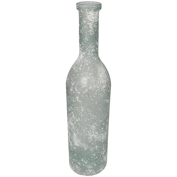 UMA Clear Recycled Glass Handmade Frosted Spanish Bottle Decorative Vase, 7 x 7 x 29 | 75432