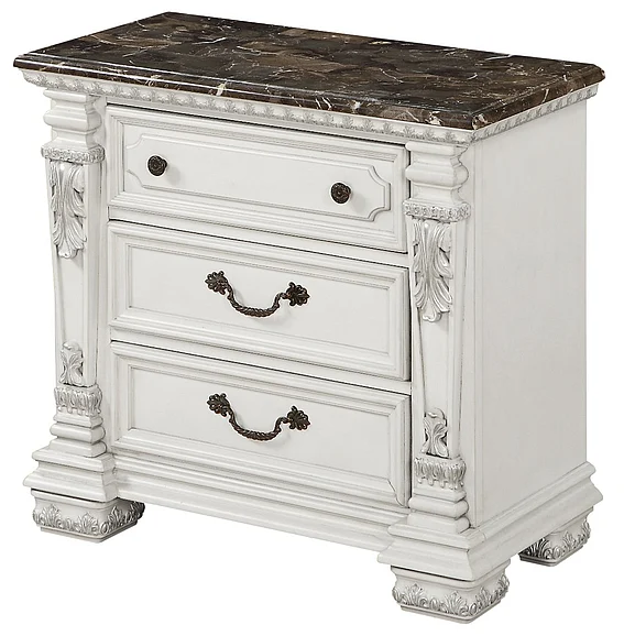 Oasis Home Bianca 3 Drawer Nightstand in Creamy Bisque 7546-01