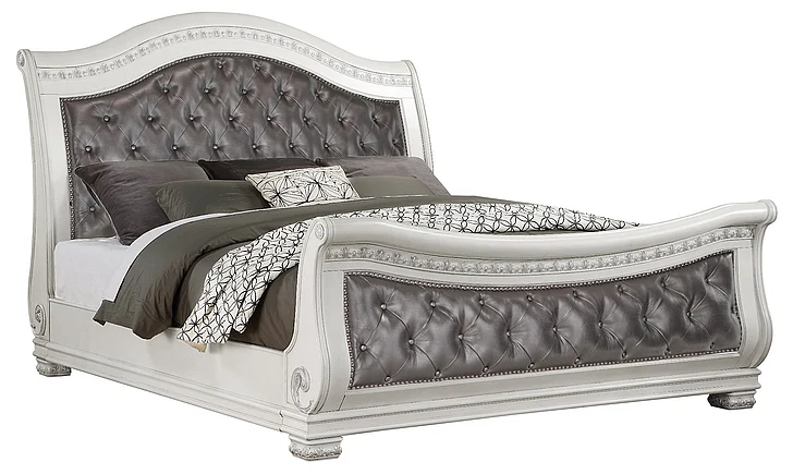 Oasis Home Bianca Queen Sleigh Upholstered Bed in Creamy Bisque 7546Q