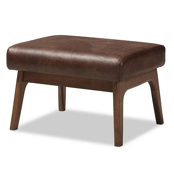 Baxton Studio Bianca Mid-Century Ottoman in Dark Brown Bianca-Dark Brown/Walnut Brown-Otto