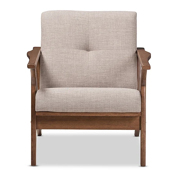 Baxton Studio Bianca Mid-Century Lounge Chair in Light Grey/Walnut Brown Bianca-Light Grey/Walnut Brown-CC