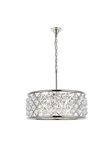 Elegant Madison 6 Light Polished Nickel Chandelier Clear Royal Cut Crystal 1214D25PN/RC